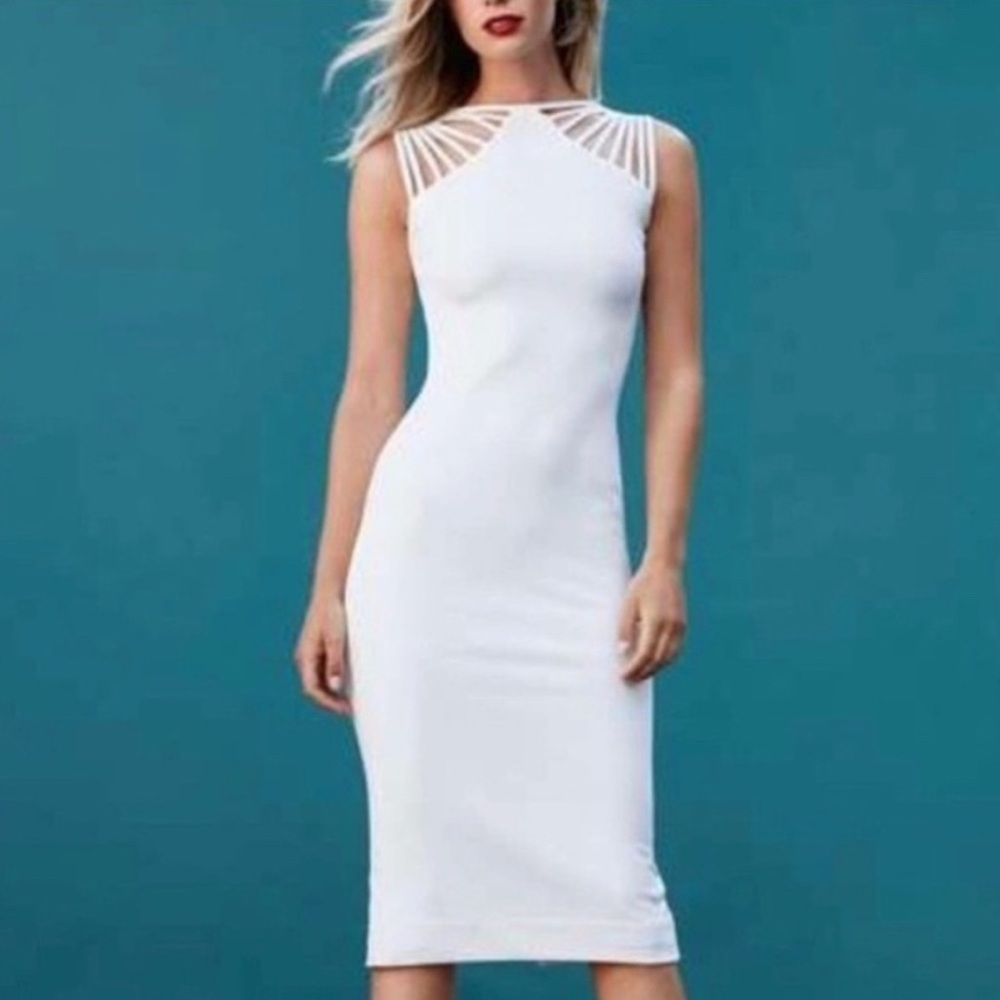 Dress the Population White Strappy Midi Dress